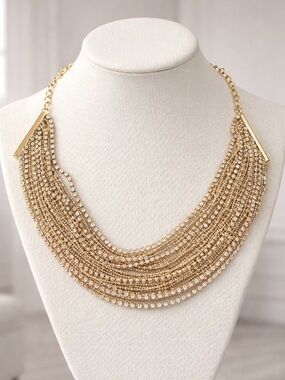 Gold Multi-Strand Crystal Necklace - Women Jewelry